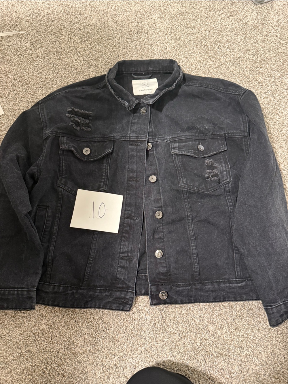 Cotton On Black Distressed Women's Denim Jacket